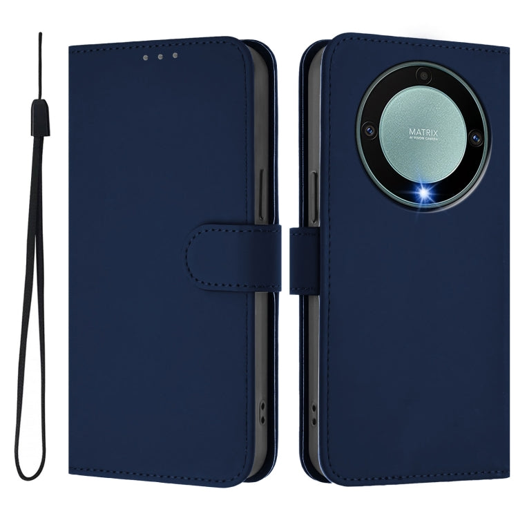 For Honor X40 / X9a / Magic5 Lite Skin Feel Solid Color Leather Phone Case with Lanyard