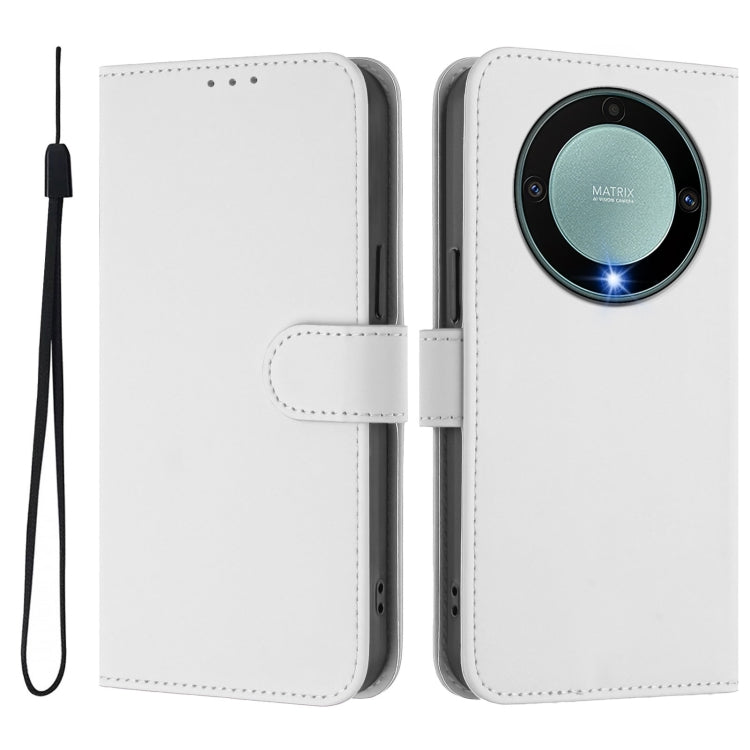For Honor X40 / X9a / Magic5 Lite Skin Feel Solid Color Leather Phone Case with Lanyard