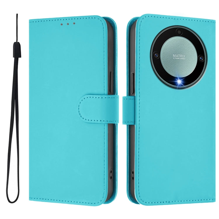 For Honor X40 / X9a / Magic5 Lite Skin Feel Solid Color Leather Phone Case with Lanyard