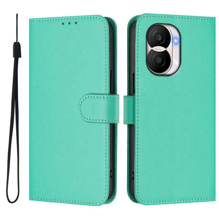 For Honor X40i Skin Feel Solid Color Leather Phone Case with Lanyard