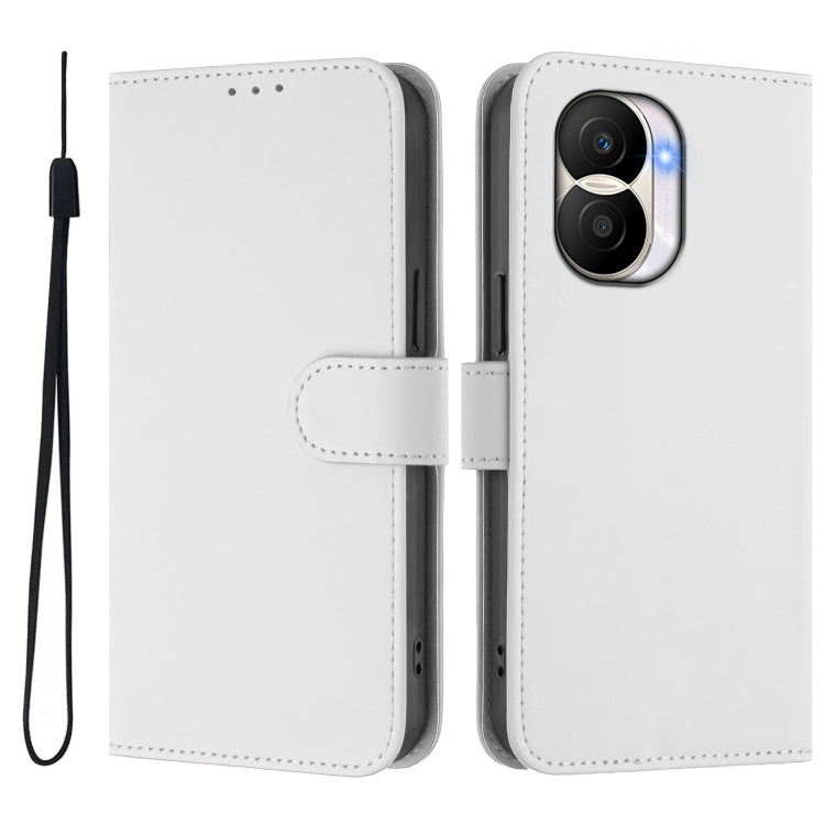 For Honor X40i Skin Feel Solid Color Leather Phone Case with Lanyard