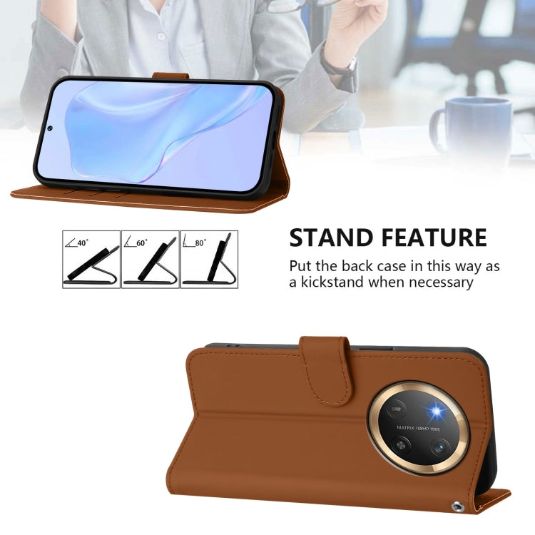 For Honor X9C 5G Global Skin Feel Solid Color Leather Phone Case with Lanyard