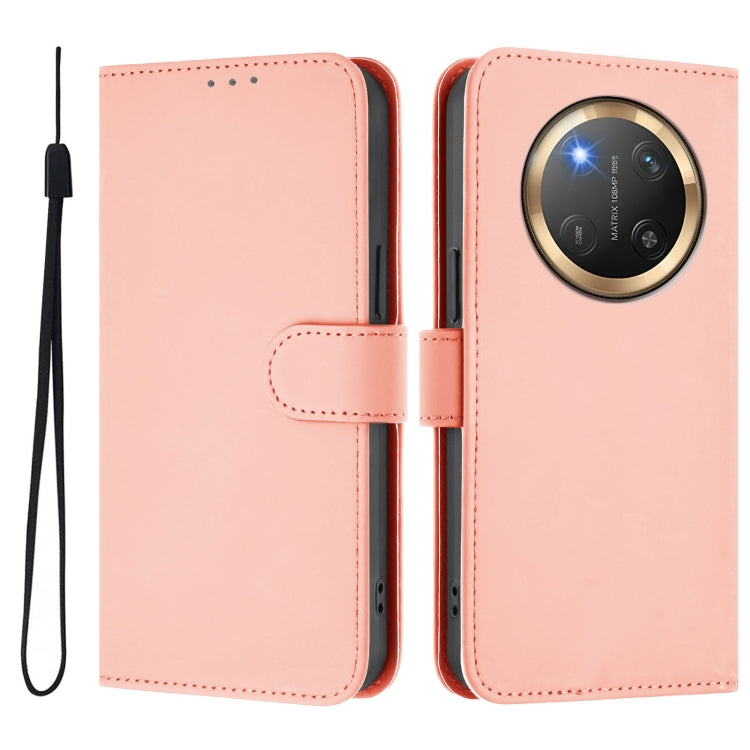For Honor X9C 5G Global Skin Feel Solid Color Leather Phone Case with Lanyard