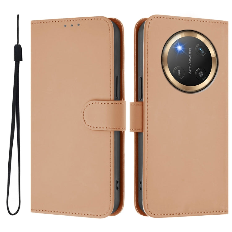 For Honor X9C 5G Global Skin Feel Solid Color Leather Phone Case with Lanyard