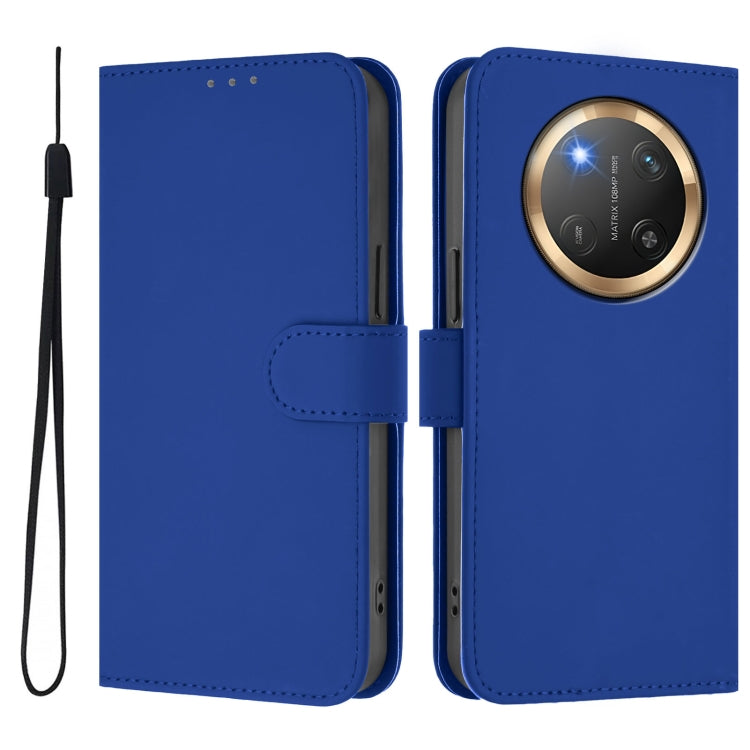 For Honor X9C 5G Global Skin Feel Solid Color Leather Phone Case with Lanyard