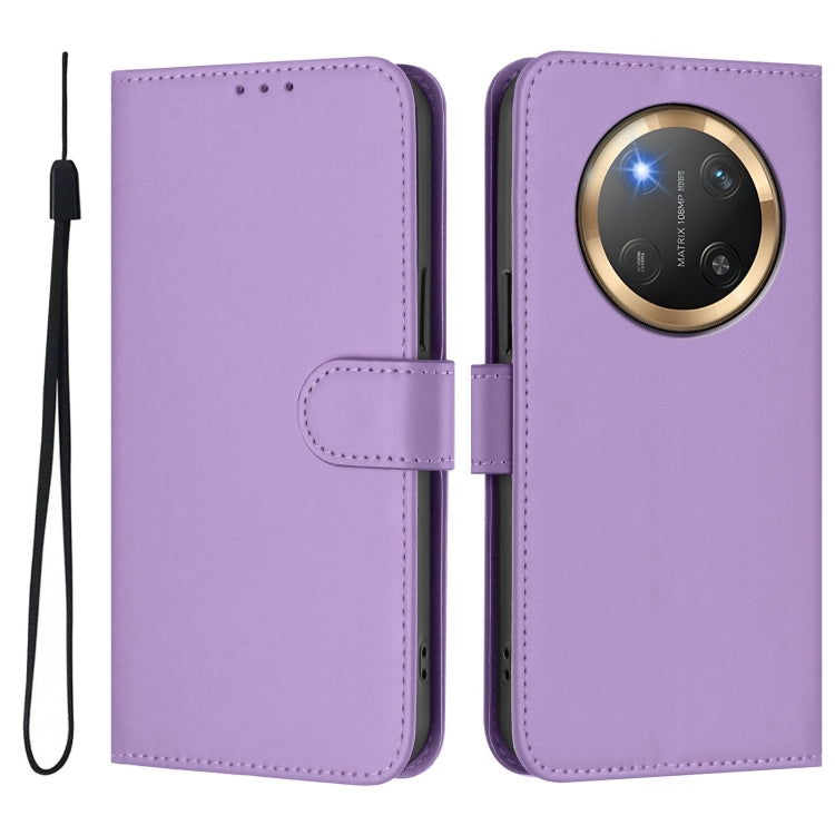 For Honor X9C 5G Global Skin Feel Solid Color Leather Phone Case with Lanyard