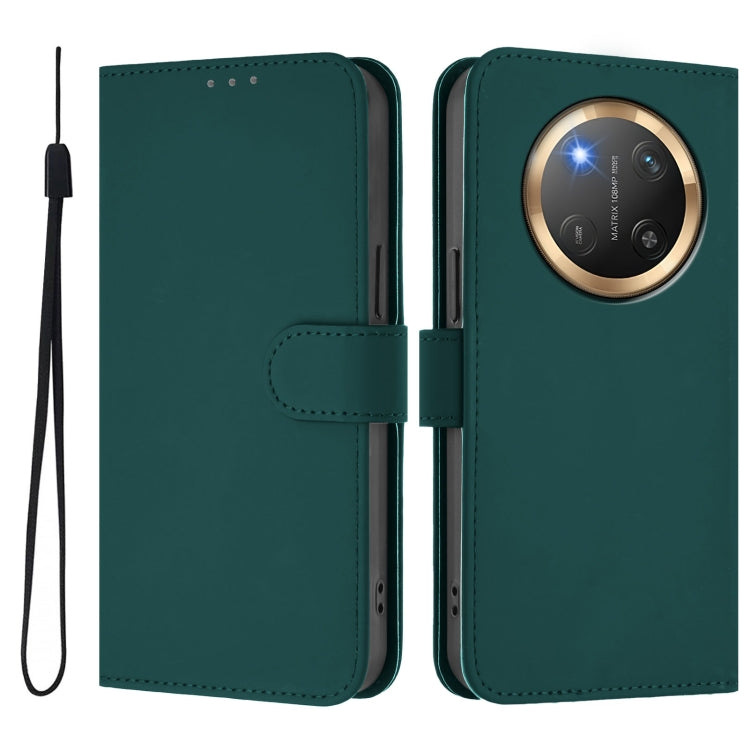 For Honor X9C 5G Global Skin Feel Solid Color Leather Phone Case with Lanyard