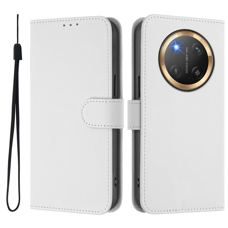 For Honor X9C 5G Global Skin Feel Solid Color Leather Phone Case with Lanyard