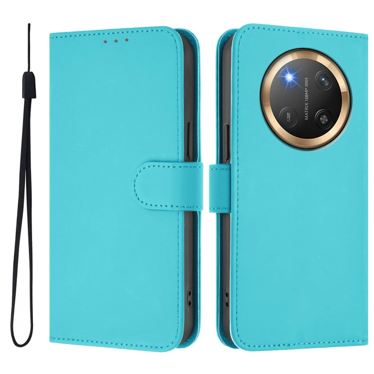 For Honor X9C 5G Global Skin Feel Solid Color Leather Phone Case with Lanyard