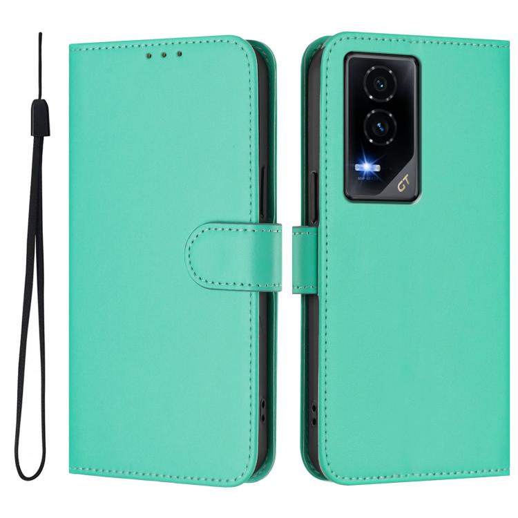 For Honor GT Skin Feel Solid Color Leather Phone Case with Lanyard