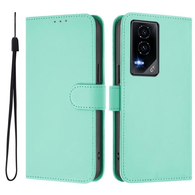 For Honor GT Skin Feel Solid Color Leather Phone Case with Lanyard