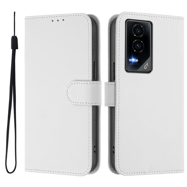 For Honor GT Skin Feel Solid Color Leather Phone Case with Lanyard