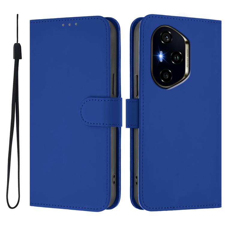 For Honor 300 Pro / 300 Ultra Skin Feel Solid Color Leather Phone Case with Lanyard