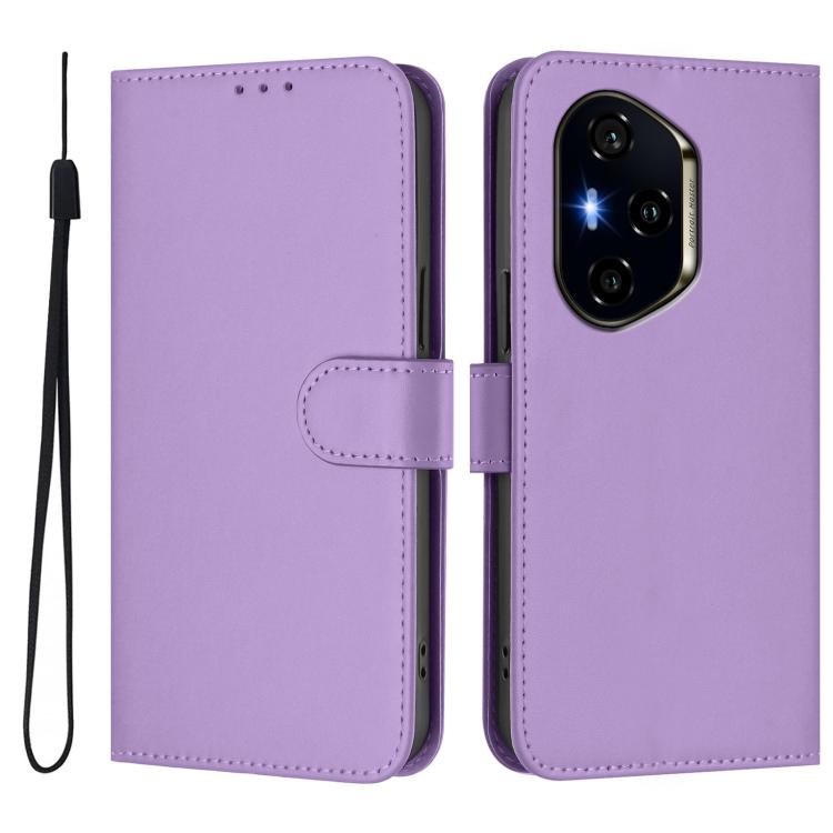 For Honor 300 Pro / 300 Ultra Skin Feel Solid Color Leather Phone Case with Lanyard