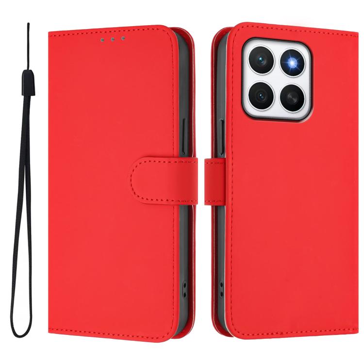 For Honor X8c 4G Global Skin Feel Solid Color Leather Phone Case with Lanyard