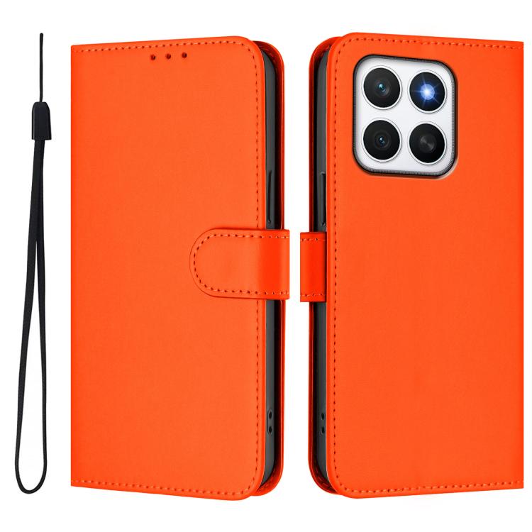 For Honor X8c 4G Global Skin Feel Solid Color Leather Phone Case with Lanyard