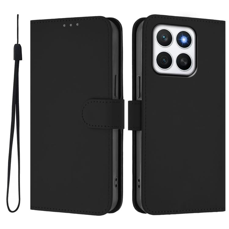 For Honor X8c 4G Global Skin Feel Solid Color Leather Phone Case with Lanyard
