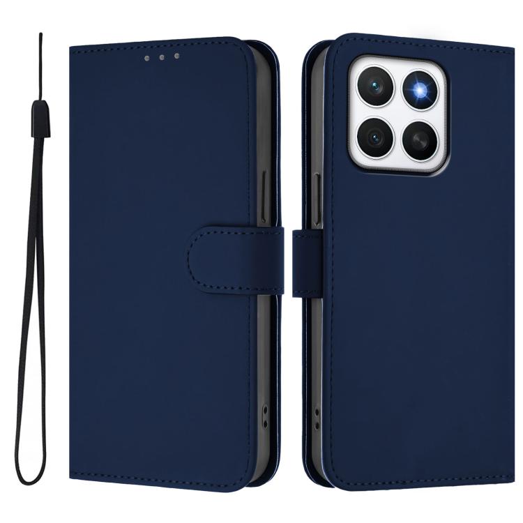 For Honor X8c 4G Global Skin Feel Solid Color Leather Phone Case with Lanyard