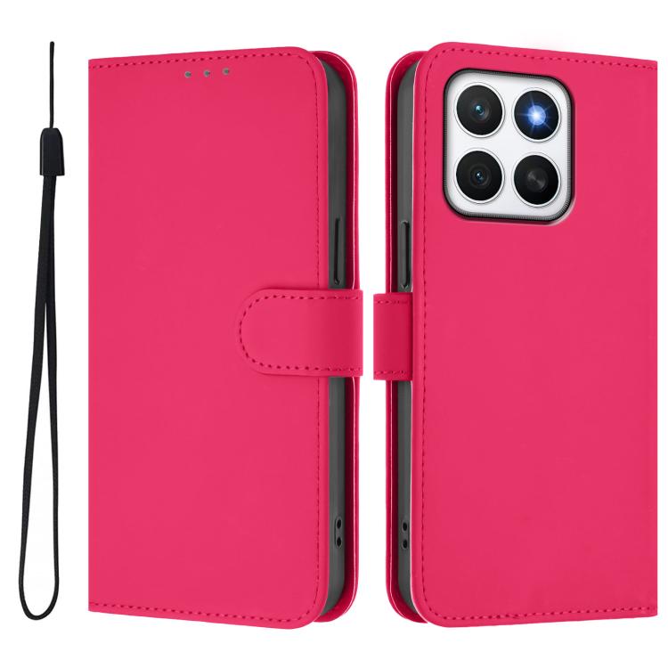 For Honor X8c 4G Global Skin Feel Solid Color Leather Phone Case with Lanyard