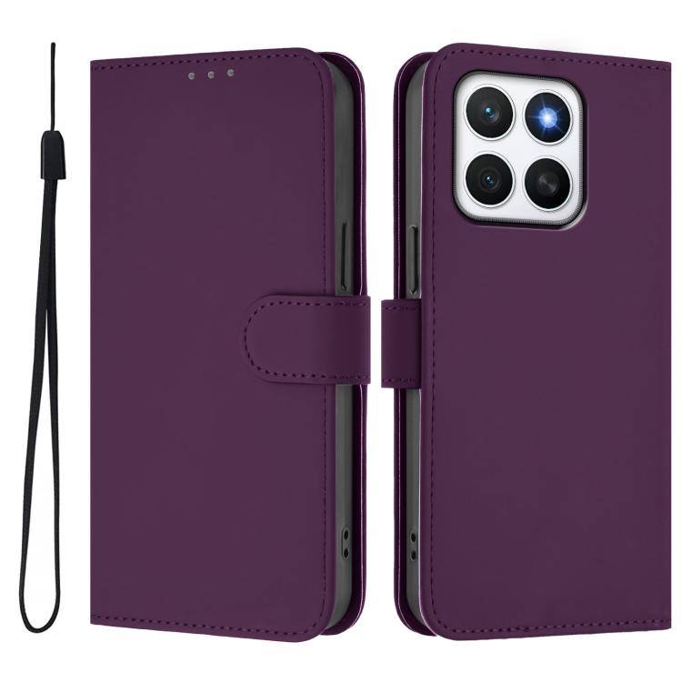 For Honor X8c 4G Global Skin Feel Solid Color Leather Phone Case with Lanyard