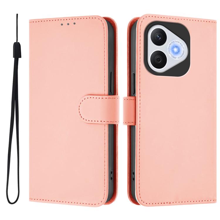 For Honor 400 Lite Global Skin Feel Solid Color Leather Phone Case with Lanyard
