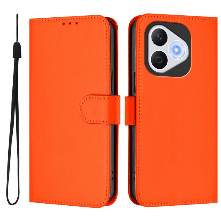 For Honor 400 Lite Global Skin Feel Solid Color Leather Phone Case with Lanyard
