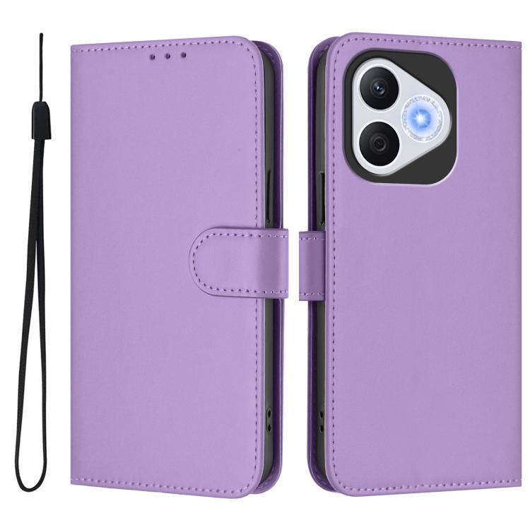 For Honor 400 Lite Global Skin Feel Solid Color Leather Phone Case with Lanyard
