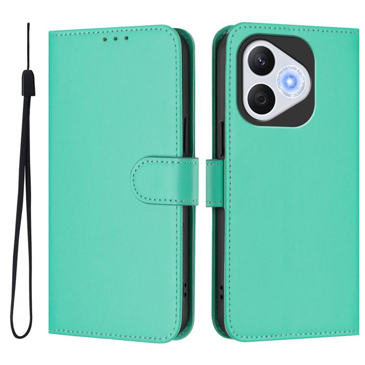 For Honor 400 Lite Global Skin Feel Solid Color Leather Phone Case with Lanyard