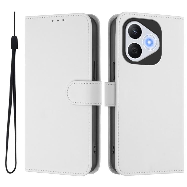For Honor 400 Lite Global Skin Feel Solid Color Leather Phone Case with Lanyard