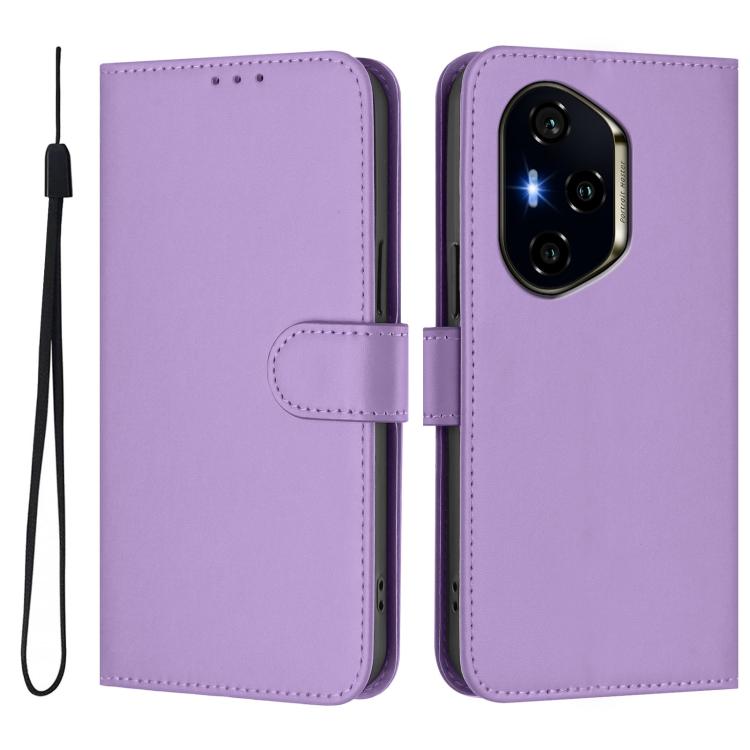 For Honor 400 Global 156.5mm Skin Feel Solid Color Leather Phone Case with Lanyard