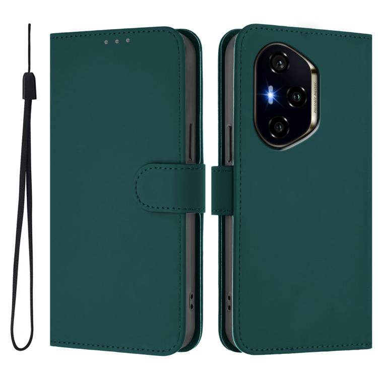 For Honor 400 Global 156.5mm Skin Feel Solid Color Leather Phone Case with Lanyard