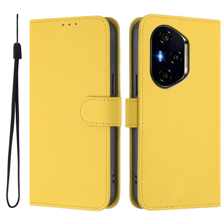 For Honor 400 Global 156.5mm Skin Feel Solid Color Leather Phone Case with Lanyard