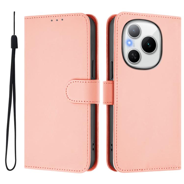 For Honor Power 5G Skin Feel Solid Color Leather Phone Case with Lanyard