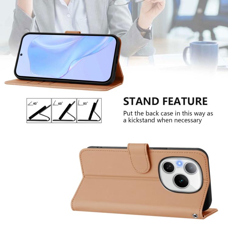 For Honor Power 5G Skin Feel Solid Color Leather Phone Case with Lanyard