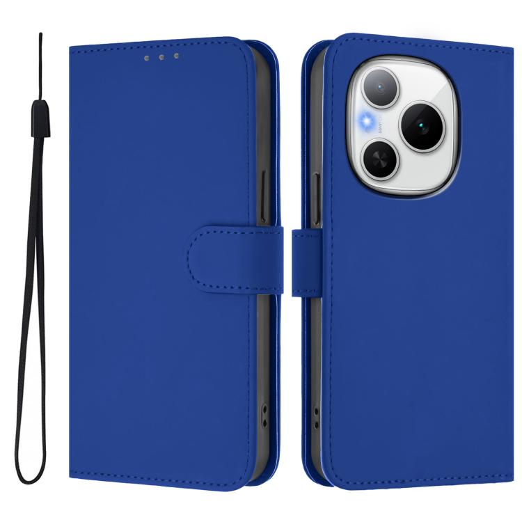 For Honor Power 5G Skin Feel Solid Color Leather Phone Case with Lanyard