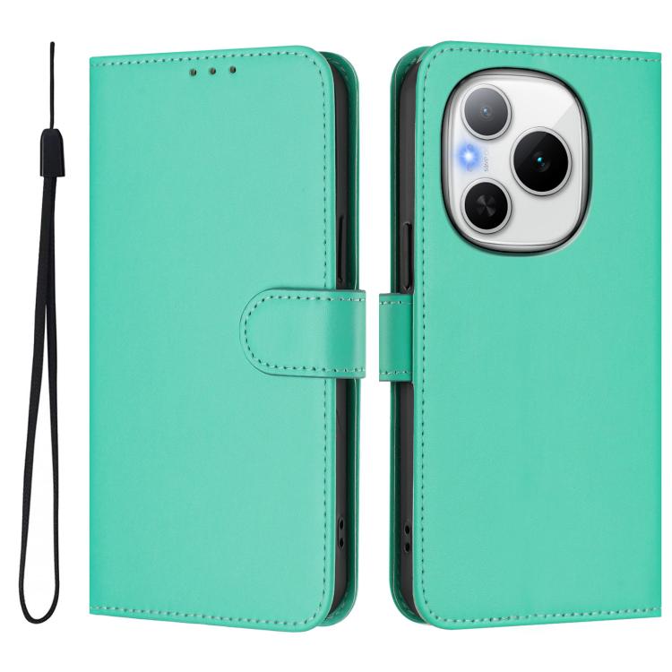 For Honor Power 5G Skin Feel Solid Color Leather Phone Case with Lanyard