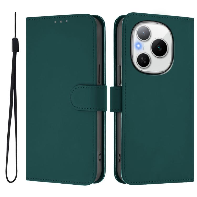For Honor Power 5G Skin Feel Solid Color Leather Phone Case with Lanyard