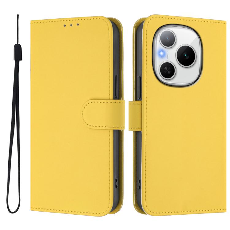 For Honor Power 5G Skin Feel Solid Color Leather Phone Case with Lanyard