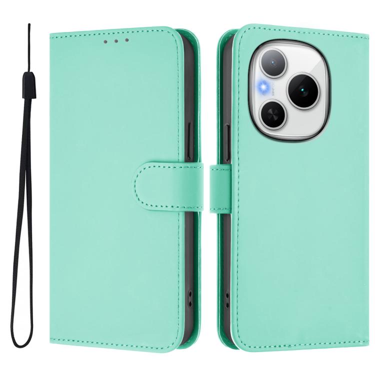For Honor Power 5G Skin Feel Solid Color Leather Phone Case with Lanyard