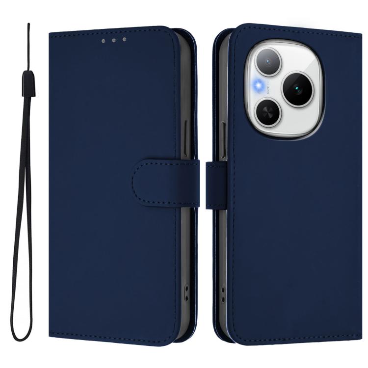 For Honor Power 5G Skin Feel Solid Color Leather Phone Case with Lanyard