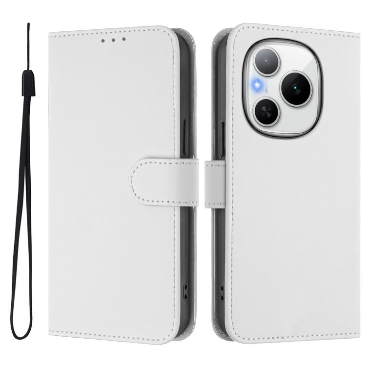 For Honor Power 5G Skin Feel Solid Color Leather Phone Case with Lanyard