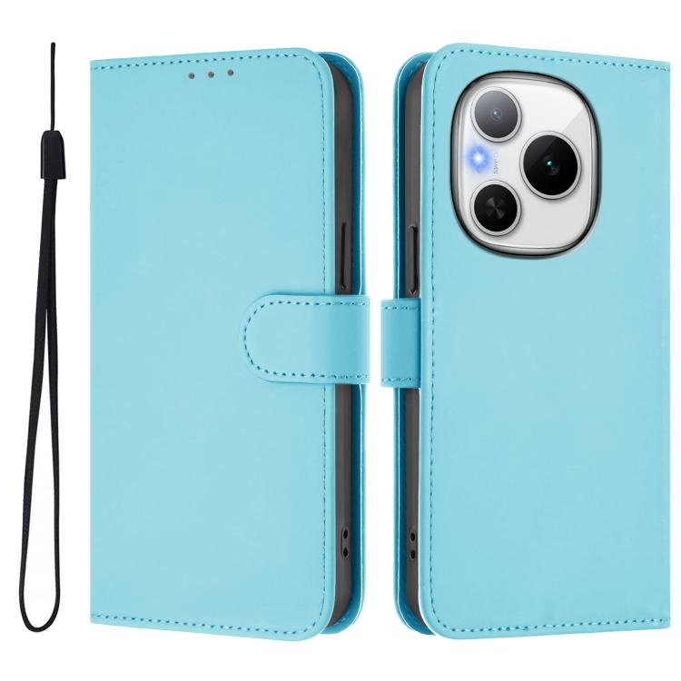 For Honor Power 5G Skin Feel Solid Color Leather Phone Case with Lanyard