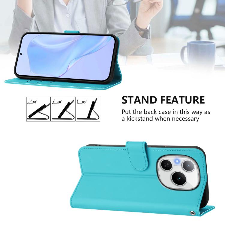 For Honor Power 5G Skin Feel Solid Color Leather Phone Case with Lanyard
