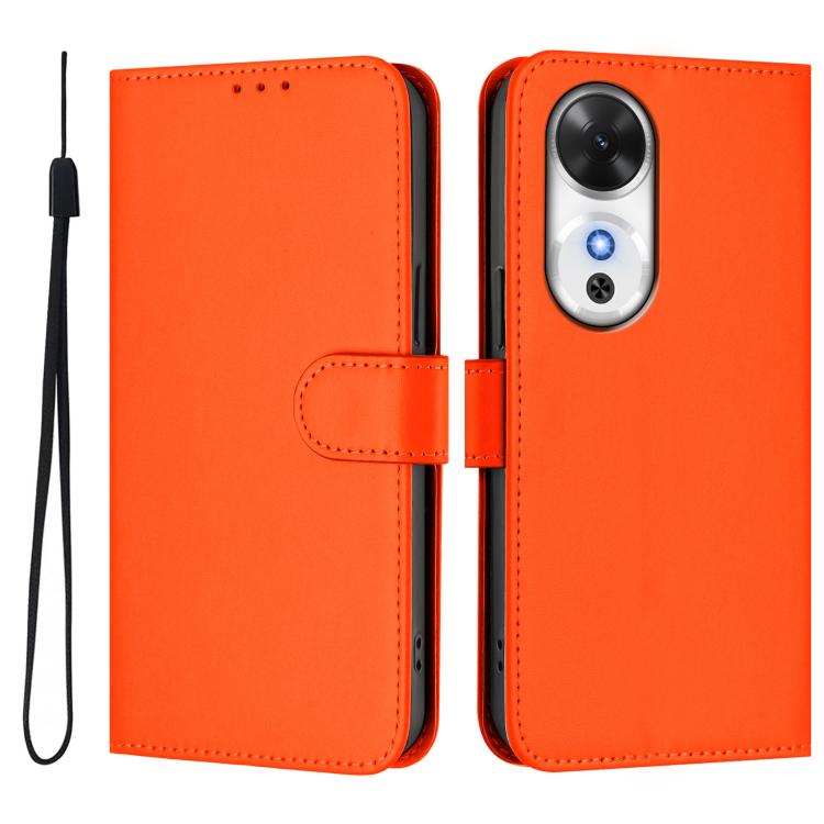 For Honor Play 60 5G Skin Feel Solid Color Leather Phone Case with Lanyard