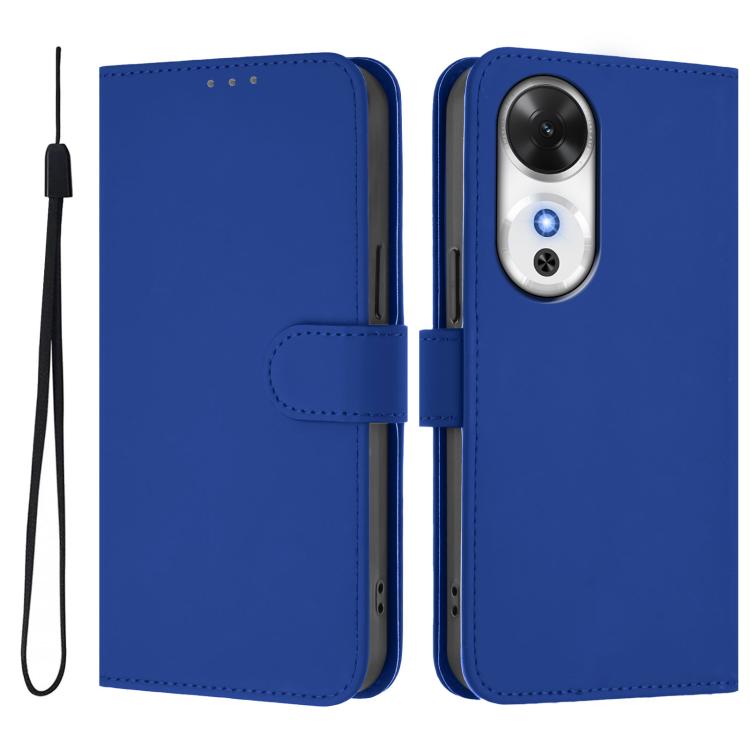 For Honor Play 60 5G Skin Feel Solid Color Leather Phone Case with Lanyard