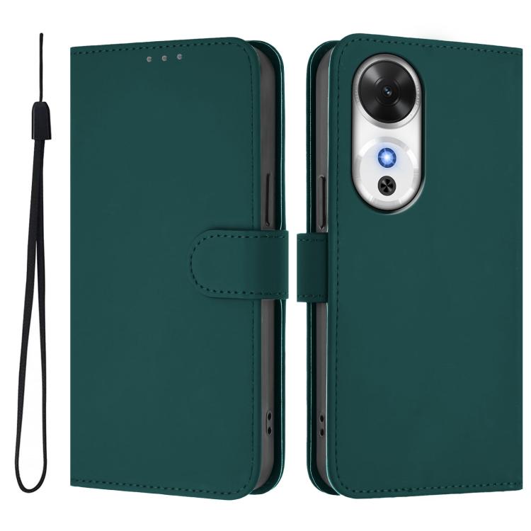 For Honor Play 60 5G Skin Feel Solid Color Leather Phone Case with Lanyard