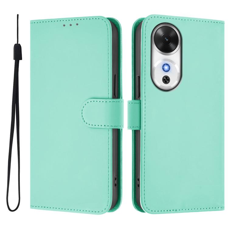 For Honor Play 60 5G Skin Feel Solid Color Leather Phone Case with Lanyard