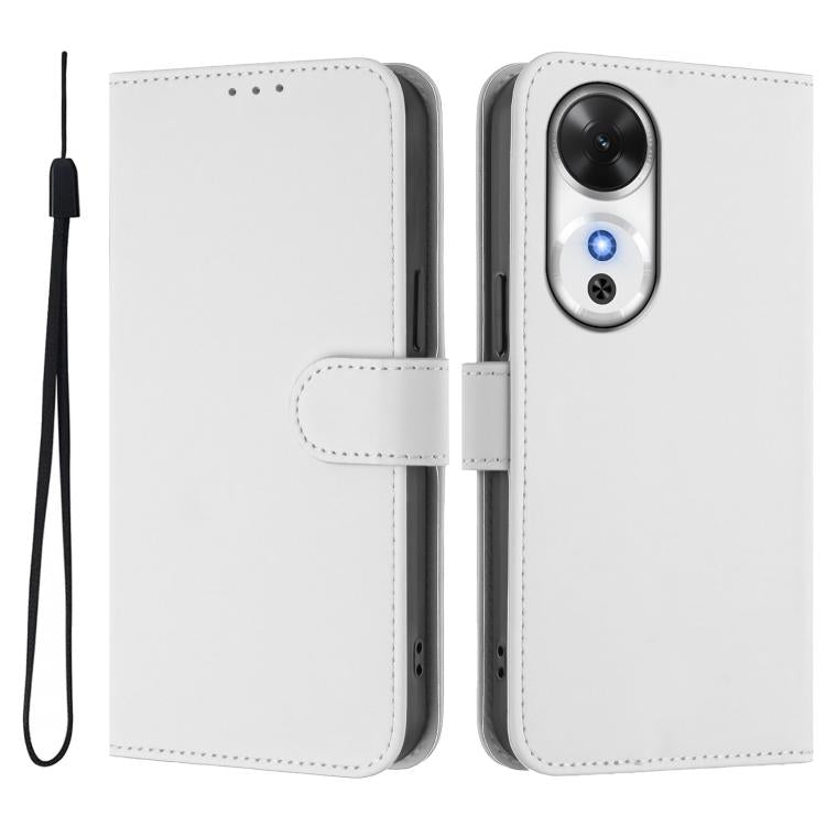 For Honor Play 60 5G Skin Feel Solid Color Leather Phone Case with Lanyard