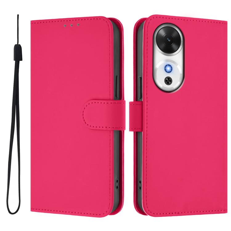 For Honor Play 60 5G Skin Feel Solid Color Leather Phone Case with Lanyard