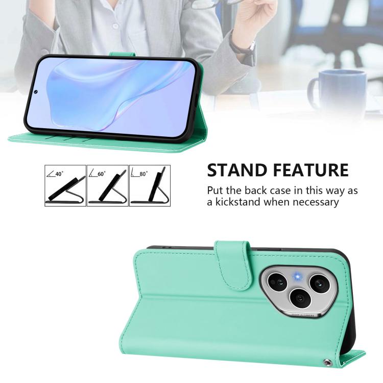 For Honor 400 Pro Global 160.8mm Skin Feel Solid Color Leather Phone Case with Lanyard